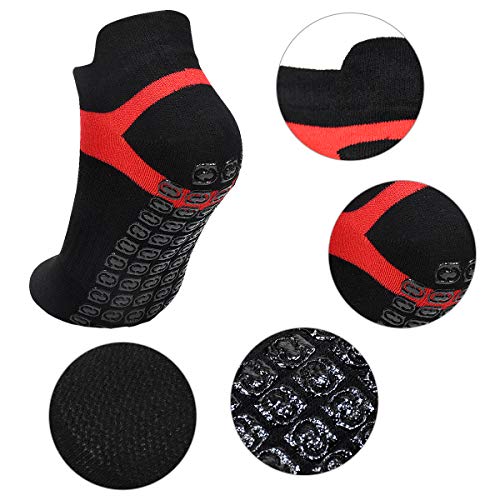 Fodlon Calcetines Yoga Antideslizantes, 4 Pares Calcetines de Deporte con Grips para Pilates, Ballet, Fitness, EUR 35-43