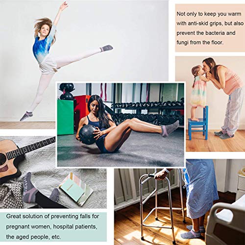 Fodlon Calcetines Yoga Antideslizantes, 4 Pares Calcetines de Deporte con Grips para Pilates, Ballet, Fitness, EUR 35-43