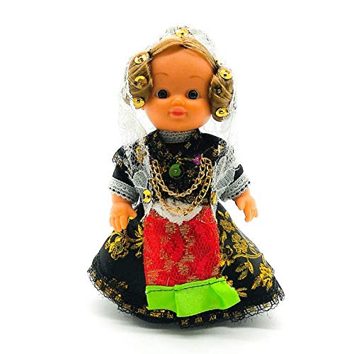 Folk Artesanía Muñeca Regional colección de 15 cm con Vestido típico Charra Salmantina (Salamanca) España.