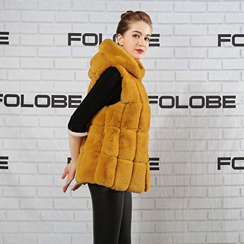 FOLOBE Chaleco con Capucha y Chaleco de Piel sintética cálida de Invierno para Mujer Chaleco con Capucha FOLOBE Chaleco con Capucha y Chaleco de Piel sintética cálida de Invierno para Mujer Chaleco con Capucha