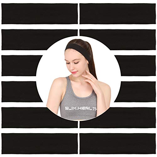 Folora Diademas elásticas elásticas de 12 piezas, diadema deportiva de algodón para mujeres niñas, adecuada para yoga, pilates, correr, ciclismo Folora Diademas elásticas elásticas de 12 piezas, diadema deportiva de algodón para mujeres niñas, adecuada para yoga, pilates, correr, ciclismo