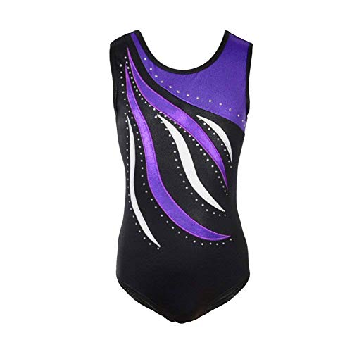 FONLAM Maillot de Gimnasia Rítmica para Niña Ropa Traje Leotardo Maillot Gimnasia Patinaje Ballet Actuación Fiesta Niña Elástico (4-5 Años, Morado)