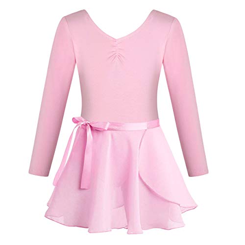 FONLAM Vestido Maillot de Ballet para Niña Conjunto de Dos Piezas Maillot + Falda Danza Gimnasia Ballet Niña (6-7 Años, Rosa)