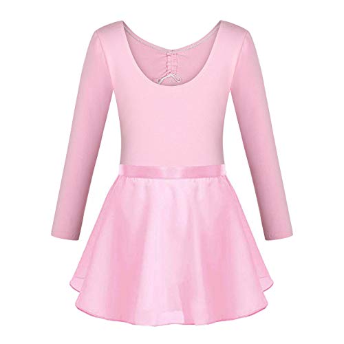 FONLAM Vestido Maillot de Ballet para Niña Conjunto de Dos Piezas Maillot + Falda Danza Gimnasia Ballet Niña (6-7 Años, Rosa)