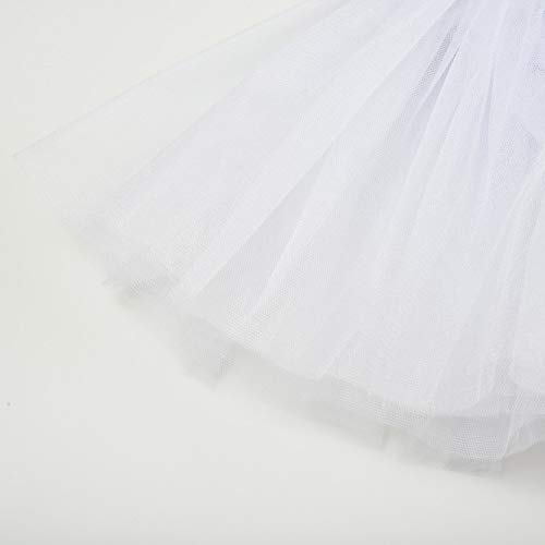 FONLAM Vestido Maillot de Ballet para Niña Vestido Danza Gimnasia Patinaje Tutú Ballet Niña Brillante (Blanco, 4-5 Años)