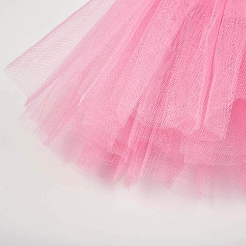 FONLAM Vestido Maillot de Ballet para Niña Vestido Danza Gimnasia Patinaje Tutú Ballet Niña Brillante (Rosa, 4-5 Años)