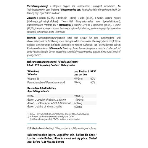 foodspring Cápsulas de BCAA, 120 cápsulas, Aminoácidos esenciales para la musculatura foodspring Cápsulas de BCAA, 120 cápsulas, Aminoácidos esenciales para la musculatura