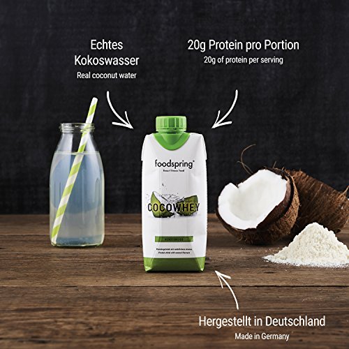 foodspring CocoWhey en pack de 12 x 330ml, Coco, La bebida proteica isotónica foodspring CocoWhey en pack de 12 x 330ml, Coco, La bebida proteica isotónica