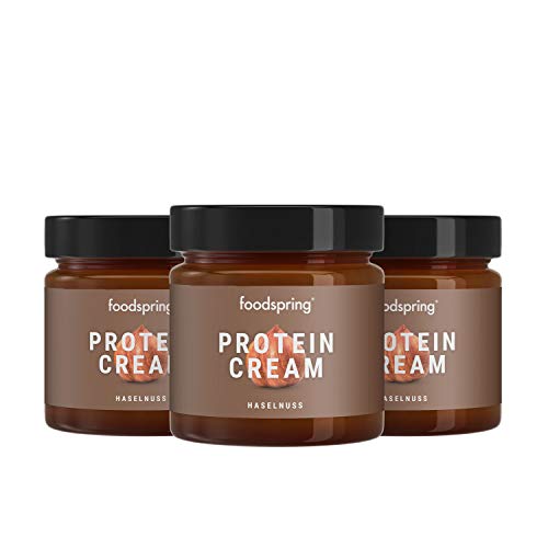 foodspring Crema Proteica, Cacao y Avellanas, Pack de 3 x 200g, Extremadamente cremosa, Con 85% menos de azúcar foodspring Crema Proteica, Cacao y Avellanas, Pack de 3 x 200g, Extremadamente cremosa, Con 85% menos de azúcar