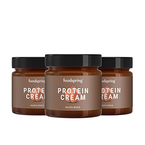 foodspring Crema Proteica, Cacao y Avellanas, Pack de 3 x 200g, Extremadamente cremosa, Con 85% menos de azúcar