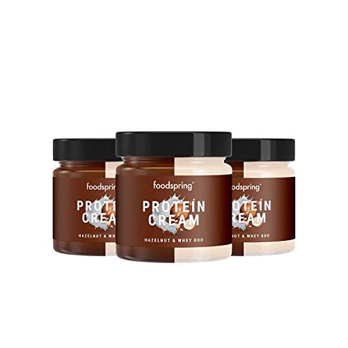 foodspring Crema Proteica, Whey y Avellanas, Pack de 3 x 200g, Extremadamente cremosa, Con 85% menos de azúcar foodspring Crema Proteica, Whey y Avellanas, Pack de 3 x 200g, Extremadamente cremosa, Con 85% menos de azúcar