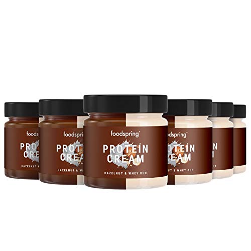 foodspring Crema Proteica, Whey y Avellanas, Pack de 6 x 200g, Extremadamente cremosa, Con 85% menos de azúcar