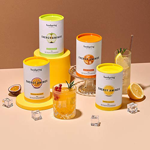 foodspring Energy Aminos, 400g, Sabor Manzana,Bebida pre-entreno con vitaminas C, B3, B12, cafeína, piperina y BCAA veganos foodspring Energy Aminos, 400g, Sabor Manzana,Bebida pre-entreno con vitaminas C, B3, B12, cafeína, piperina y BCAA veganos