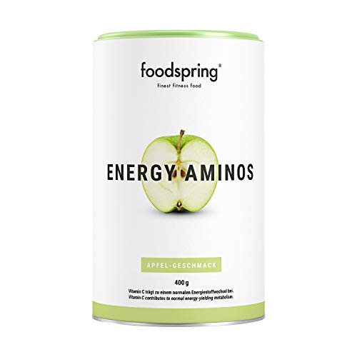 foodspring Energy Aminos, 400g, Sabor Manzana,Bebida pre-entreno con vitaminas C, B3, B12, cafeína, piperina y BCAA veganos foodspring Energy Aminos, 400g, Sabor Manzana,Bebida pre-entreno con vitaminas C, B3, B12, cafeína, piperina y BCAA veganos