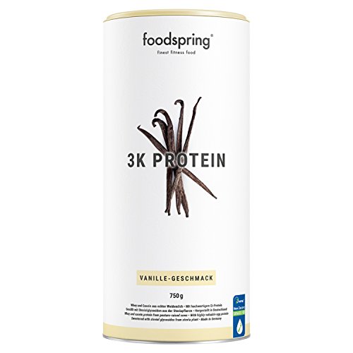 foodspring Proteína 3K, Vainilla, 750g, Mezcla de proteínas para alcanzar un altísimo valor biológico