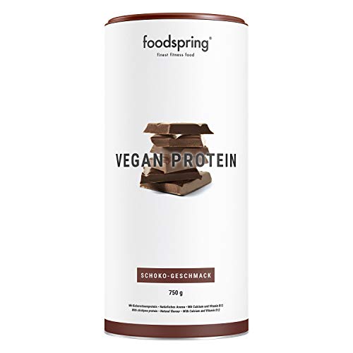 foodspring Proteína Vegana, Chocolate, 750g, Proteína de guisante, Garbanzo, Cáñamo y girasol