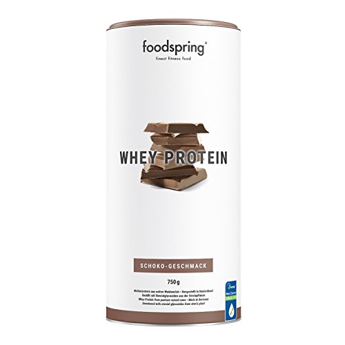 foodspring Proteína Whey, Sabor Chocolate, 750g, 100% proteína de suero de leche, Proteína en polvo para el desarrollo muscular