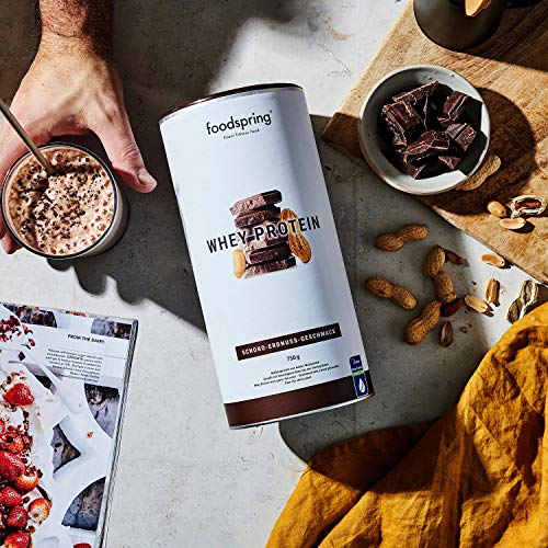 foodspring Proteína Whey, Sabor Chocolate y Crema de Cacahuete, 750g, 100% proteína de suero de leche, Proteína en polvo para el desarrollo muscular