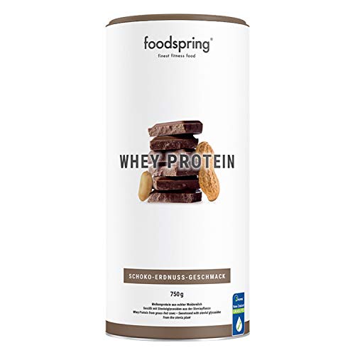 foodspring Proteína Whey, Sabor Chocolate y Crema de Cacahuete, 750g, 100% proteína de suero de leche, Proteína en polvo para el desarrollo muscular