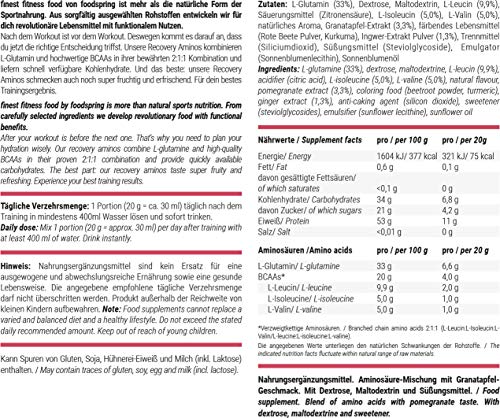 foodspring Recovery Aminos, Granada, La recuperación adecuada nunca había sido tan saludable, Fabricado en Alemania foodspring Recovery Aminos, Granada, La recuperación adecuada nunca había sido tan saludable, Fabricado en Alemania