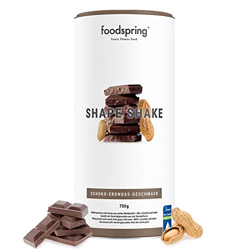 foodspring Shape Shake, Sabor Chocolate y Crema de Cacahuete, 750g, Batido saciante, 100% proteína de suero de leche en polvo, Enriquecido con L-carnitina (quema grasas)