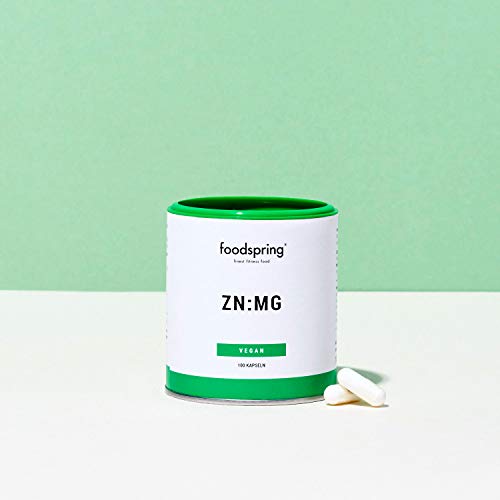 foodspring Zinc y Magnesio, 100 cápsulas, Zinc y magnesio para un mayor rendimiento