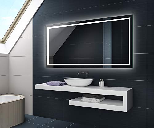 FORAM Espejo de Baño con Iluminación LED - Luz Espejo de Pared con Accesorios - Diferentes tamaños para Baño Dormitorio Maquillaje - L15
