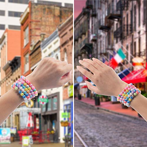 FORMIZON 300 Perlas de Colores con 100 m Elástico Cuerda, Cuentas Artesanales de Bricolaje para Joyería Manualidades, Collar de Brazalete de Regalo para Niños