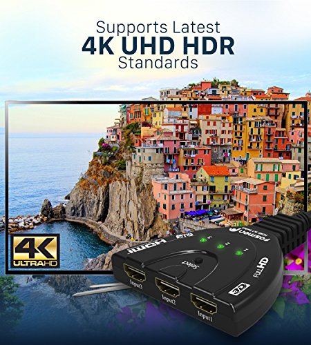 Fosmon 3-Puerto Conmutador HDMI 4K, 3x1 Switch, HDMI Automático, Selector Switcher UHD HDR 3D Full HD 1080p HDCP, 3 entradas, 1 Salida Divisor HDMI Splitter Fosmon 3-Puerto Conmutador HDMI 4K, 3x1 Switch, HDMI Automático, Selector Switcher UHD HDR 3D Full HD 1080p HDCP, 3 entradas, 1 Salida Divisor HDMI Splitter