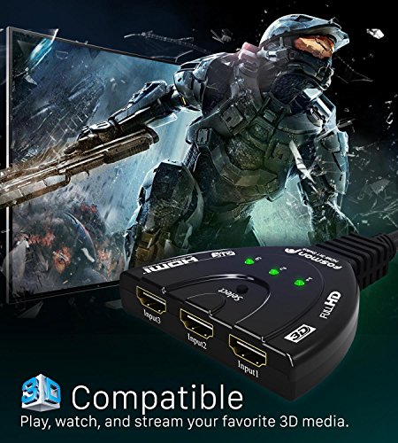 Fosmon 3-Puerto Conmutador HDMI 4K, 3x1 Switch, HDMI Automático, Selector Switcher UHD HDR 3D Full HD 1080p HDCP, 3 entradas, 1 Salida Divisor HDMI Splitter Fosmon 3-Puerto Conmutador HDMI 4K, 3x1 Switch, HDMI Automático, Selector Switcher UHD HDR 3D Full HD 1080p HDCP, 3 entradas, 1 Salida Divisor HDMI Splitter