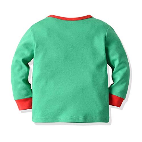 Fossen Kids - Pijamas Casero de Recién Nacido Bebé Navidad, Impresión de Santa Claus Ciervo Top + Pantalones a Rayas