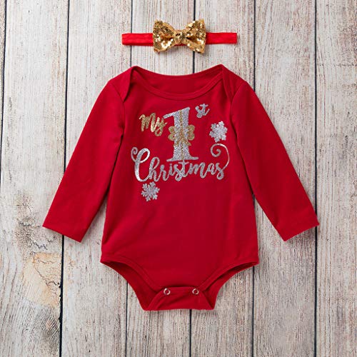 Fossen Kids - Pijamas Casero de Recién Nacido Bebé Navidad, My First Chirstmas Mono + Tutú a Cuadros + Diadema 3 PC Fossen Kids - Pijamas Casero de Recién Nacido Bebé Navidad, My First Chirstmas Mono + Tutú a Cuadros + Diadema 3 PC