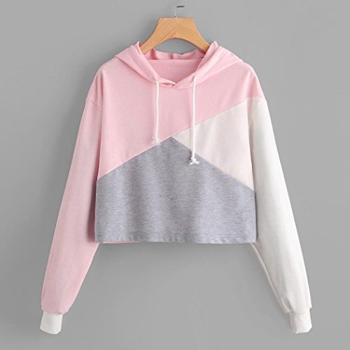 Fossen Sudadera Mujer Tumblr Empalme, Sudaderas Adolescentes Chicas Cortas Pull-Over Tops Blusa de Manga Larga