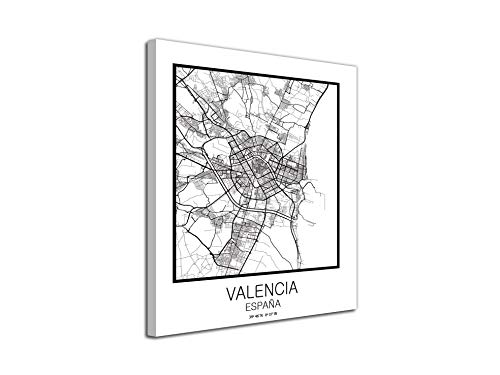 Foto Canvas Cuadro Mapa Valencia España en Lienzo Canvas Impreso Decorativo | Cuadros Modernos