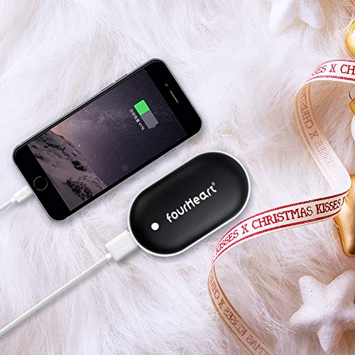 Four Heart Calentadores de Manos USB Recargables 5200mAh Mini Cargador, portátil Bolsillo,Calentador de Mano Eléctrico de Reutilizable, Camping, para Mujeres, Hombres (Negro) Four Heart Calentadores de Manos USB Recargables 5200mAh Mini Cargador, portátil Bolsillo,Calentador de Mano Eléctrico de Reutilizable, Camping, para Mujeres, Hombres (Negro)