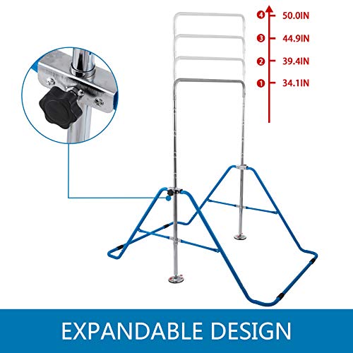 Frantools Barras de Gimnasia Paralelas Calistenia Barra Gimnasia Artistica Barras Paralelas Barras Gimnasia Gimnasio Niños Junior Estación de la Inmersión Ajustable (Azul)