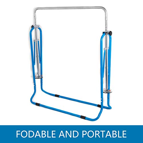 Frantools Barras de Gimnasia Paralelas Calistenia Barra Gimnasia Artistica Barras Paralelas Barras Gimnasia Gimnasio Niños Junior Estación de la Inmersión Ajustable (Azul)