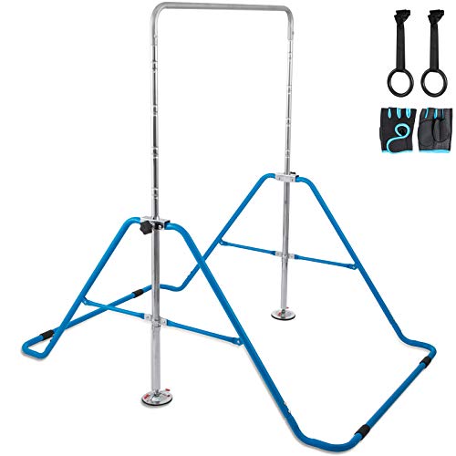 Frantools Barras de Gimnasia Paralelas Calistenia Barra Gimnasia Artistica Barras Paralelas Barras Gimnasia Gimnasio Niños Junior Estación de la Inmersión Ajustable (Azul)