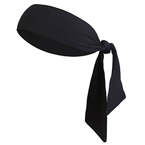 Frcolor Head Tie Sports Headband Tie Headband para las mujeres y los hombres Sweatband Head Ties Ideal para Running Running Tenis Karate Athletics (Black)