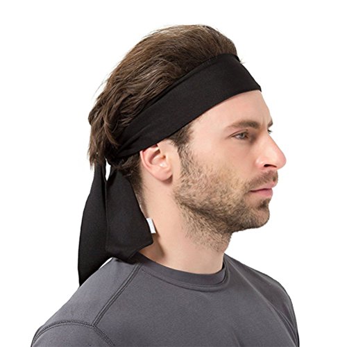 Frcolor Head Tie Sports Headband Tie Headband para las mujeres y los hombres Sweatband Head Ties Ideal para Running Running Tenis Karate Athletics (Black)