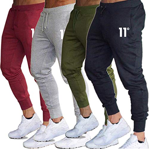 Frecoccialo Pantalones de Deporte para Hombre Chándal Ajustados Multicolores Cintura Elástica Ajustable Pantalon de Hombre Pitillo Deportivo con Bolsillos (Negro, M)