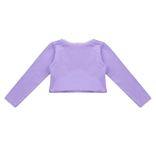 Freebily Cárdigan de Algodón con Nudo Frontal Manga Larga Chaqueta Topa para Maillots Leotardo de Danza Ballet Gimnasio Otoño para Niñas 2-12 Años Lavender 2-3 años