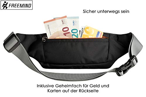 Freemind riñonera Deportiva Impermeable para Hombres y Mujeres con 3 Compartimentos - para Actividades al Aire Libre, Senderismo, Viajes - Transportar teléfono móvil y Objetos de Valor Freemind riñonera Deportiva Impermeable para Hombres y Mujeres con 3 Compartimentos - para Actividades al Aire Libre, Senderismo, Viajes - Transportar teléfono móvil y Objetos de Valor