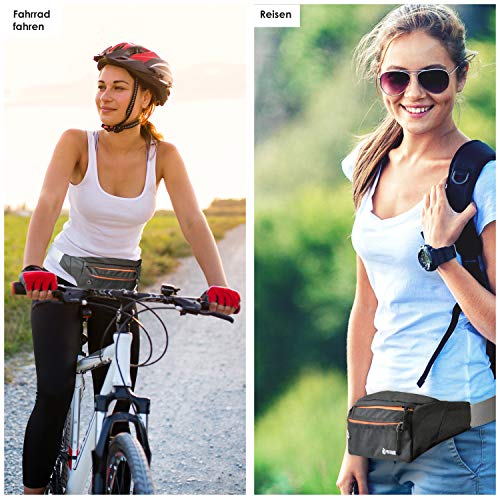 Freemind riñonera Deportiva Impermeable para Hombres y Mujeres con 3 Compartimentos - para Actividades al Aire Libre, Senderismo, Viajes - Transportar teléfono móvil y Objetos de Valor