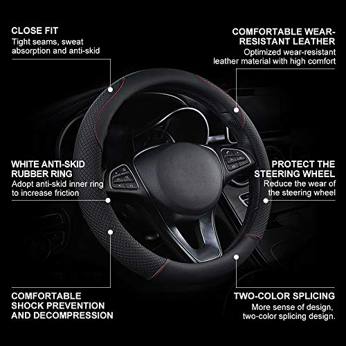 FREESOO Funda Volante Coche Cubierta de Volante de Cuero de Microfibra Antideslizante Suave Universal 37-38 cm Automóvil Adecuado para Todas las Estaciones Elegante FREESOO Funda Volante Coche Cubierta de Volante de Cuero de Microfibra Antideslizante Suave Universal 37-38 cm Automóvil Adecuado para Todas las Estaciones Elegante