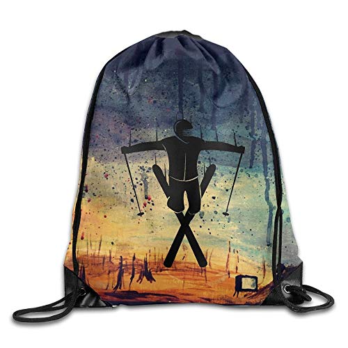 Freestyle Skier - Mochila de deporte con cordón para gimnasio, tamaño grande, ligera, para hombres y mujeres Freestyle Skier - Mochila de deporte con cordón para gimnasio, tamaño grande, ligera, para hombres y mujeres