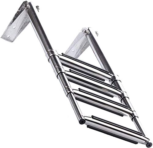 FreeTec 4 Steps Telescoping Ladder, Escalera de Barco Marina de Natación Telescópica Inoxidable con Manija Incorporada FreeTec 4 Steps Telescoping Ladder, Escalera de Barco Marina de Natación Telescópica Inoxidable con Manija Incorporada