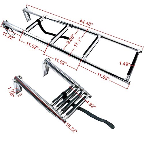 FreeTec 4 Steps Telescoping Ladder, Escalera de Barco Marina de Natación Telescópica Inoxidable con Manija Incorporada FreeTec 4 Steps Telescoping Ladder, Escalera de Barco Marina de Natación Telescópica Inoxidable con Manija Incorporada