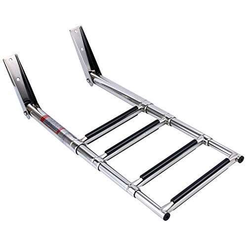 FreeTec 4 Steps Telescoping Ladder, Escalera de Barco Marina de Natación Telescópica Inoxidable con Manija Incorporada FreeTec 4 Steps Telescoping Ladder, Escalera de Barco Marina de Natación Telescópica Inoxidable con Manija Incorporada