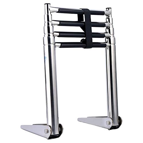 FreeTec 4 Steps Telescoping Ladder, Escalera de Barco Marina de Natación Telescópica Inoxidable con Manija Incorporada FreeTec 4 Steps Telescoping Ladder, Escalera de Barco Marina de Natación Telescópica Inoxidable con Manija Incorporada